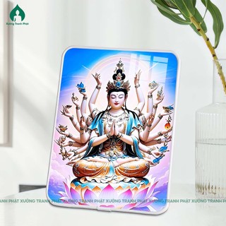 Tranh Quan thế âm Thiên thủ thiên nhãn Tráng gương siêu bóng để bàn treo tường