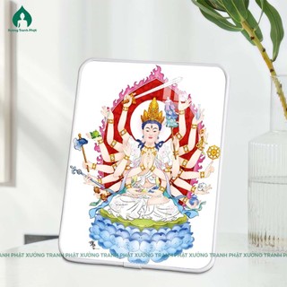 Tranh Quan thế âm Thiên thủ thiên nhãn Tráng gương siêu bóng để bàn treo tường