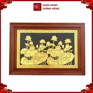 Tranh Đồng Hoa Sen , Mạ Vàng 24k ( 61x88cm ) - Cửu Diệu Thiên - SH024