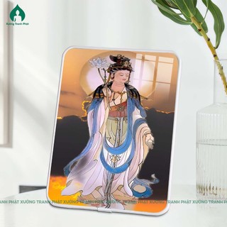 Tranh Bồ tát đại chí thế tráng gương siêu bóng để bàn treo tường,Tranh Phật tráng gương
