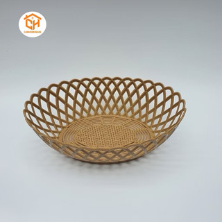 Rổ nhựa tròn giả mây Việt Nhật - Rổ đựng rau sống quán ăn màu vàng chất liệu nhựa PP Cam Homeware
