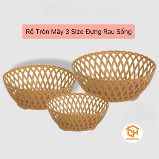 Rổ nhựa tròn giả mây Việt Nhật - Rổ đựng rau sống quán ăn màu vàng chất liệu nhựa PP Cam Homeware