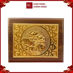 Tranh Đồng Hoa Sen , Mạ Vàng 24K ( 20x25cm ) - Cửu Diệu Thiên - SH034