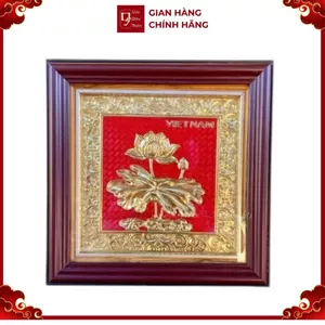 Tranh Đồng Hoa Sen ( 26x26cm ) - Cửu Diệu Thiên - SH040