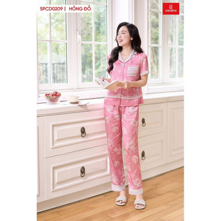Đồ bộ nữ CARDINA chất liệu lụa satin mềm mại thiết kế cổ sen cách điệu màu sắc nhã nhặn trẻ trung 5PCD02