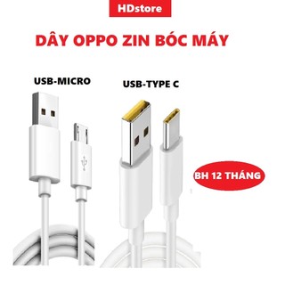Cáp sạc Oppo Micro, Type C 3A, 8A zin bóc máy hỗ trợ sạc nhanh, không kén máy
