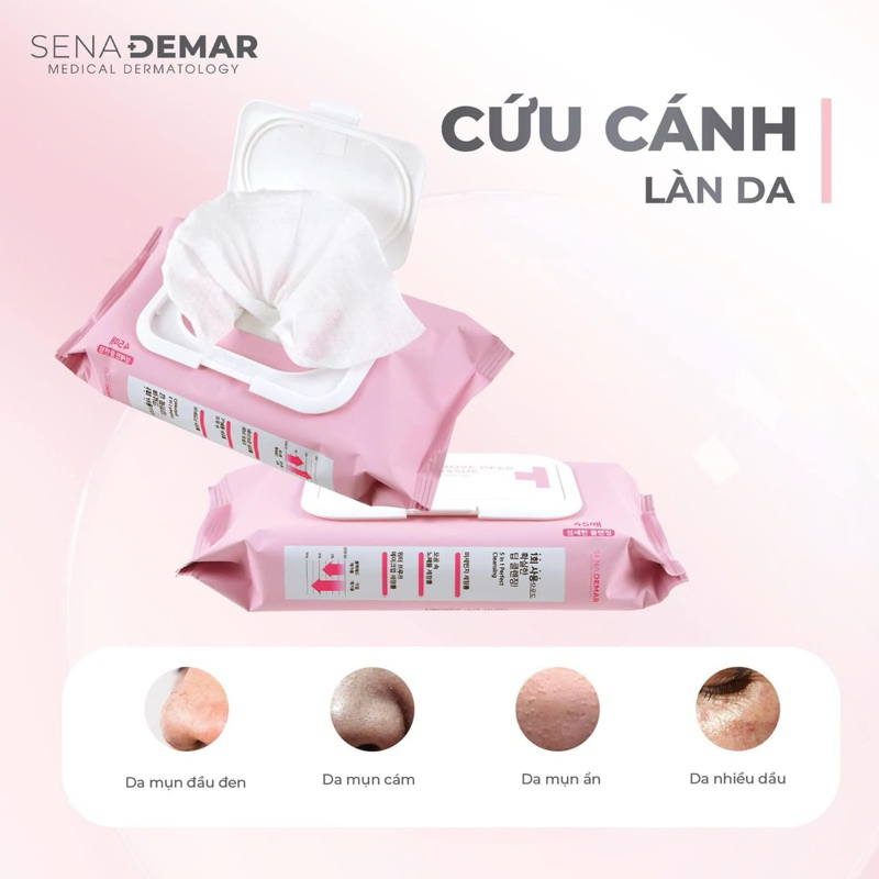 Khăn tẩy trang senademar make-up remove deep cleansing tissue 245g - 45 miếng/gói  IS83