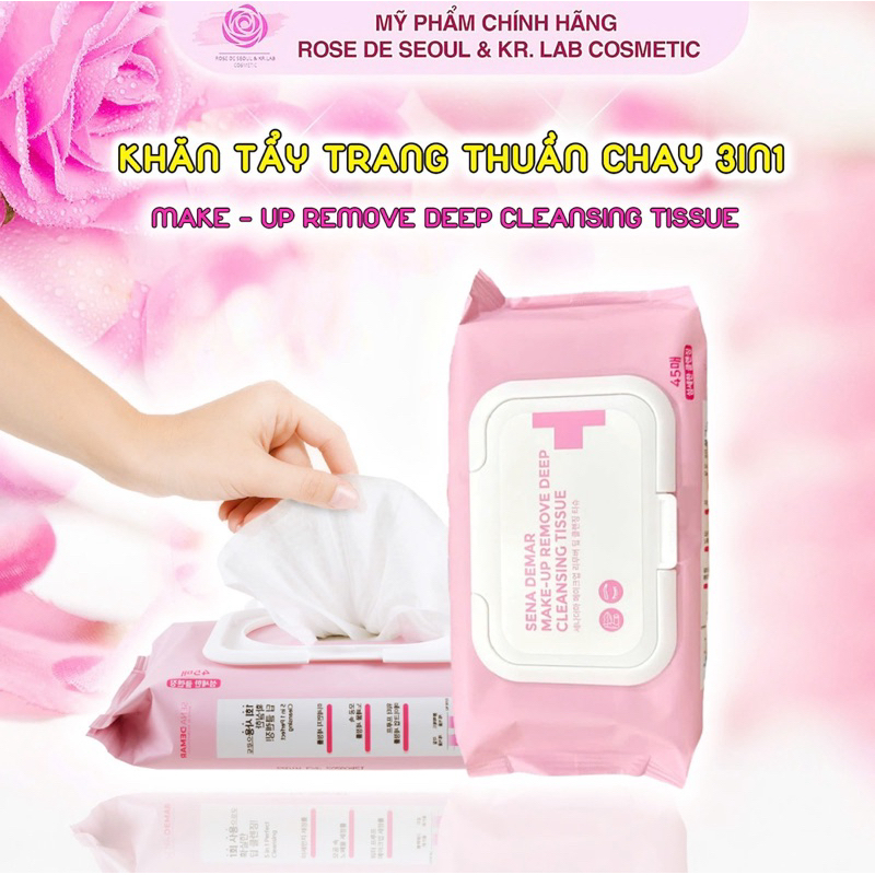 Khăn tẩy trang senademar make-up remove deep cleansing tissue 245g - 45 miếng/gói  IS83