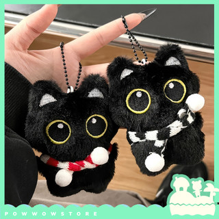 Móc Khoá Vải Bông 7.5 x 10cm Phong Cách Nhân Vật Hoạt Hình Hoạ Tiết Hình Mèo Đen Black Cat Noel Đáng Yêu Cute
