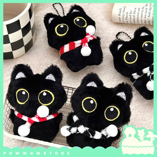 Móc Khoá Vải Bông 7.5 x 10cm Phong Cách Nhân Vật Hoạt Hình Hoạ Tiết Hình Mèo Đen Black Cat Noel Đáng Yêu Cute
