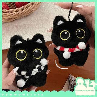Móc Khoá Vải Bông 7.5 x 10cm Phong Cách Nhân Vật Hoạt Hình Hoạ Tiết Hình Mèo Đen Black Cat Noel Đáng Yêu Cute