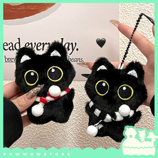 Móc Khoá Vải Bông 7.5 x 10cm Phong Cách Nhân Vật Hoạt Hình Hoạ Tiết Hình Mèo Đen Black Cat Noel Đáng Yêu Cute