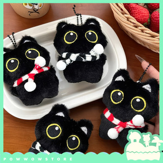 Móc Khoá Vải Bông 7.5 x 10cm Phong Cách Nhân Vật Hoạt Hình Hoạ Tiết Hình Mèo Đen Black Cat Noel Đáng Yêu Cute