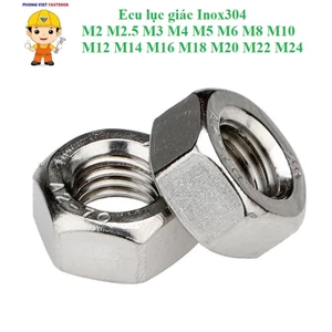 M2-M24 ecu lục giác, đai ốc lục giác, tán inox304 M2-M24