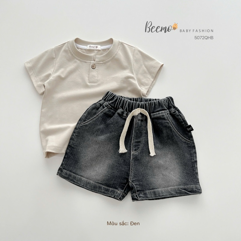 Quần short jean Beemo cho bé trai, chất liệu jean mềm mại co giãn thoải mái, Quần short bé trai 9-24kg