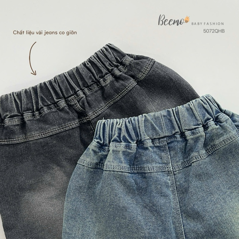 Quần short jean Beemo cho bé trai, chất liệu jean mềm mại co giãn thoải mái, Quần short bé trai 9-24kg