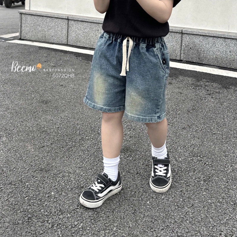 Quần short jean Beemo cho bé trai, chất liệu jean mềm mại co giãn thoải mái, Quần short bé trai 9-24kg