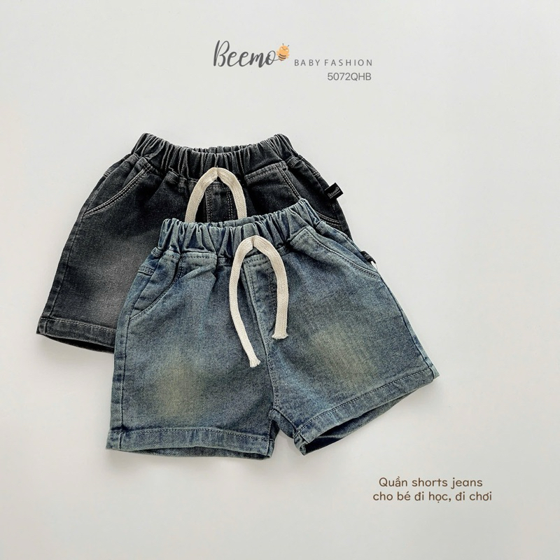 Quần short jean Beemo cho bé trai, chất liệu jean mềm mại co giãn thoải mái, Quần short bé trai 9-24kg