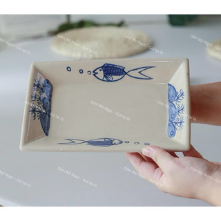 Dĩa Gốm Cao Cấp Vẽ Gà Trống Nhiều Loại Từ 20cm Đến 38cm Hình Vuông/Chữ Nhật/Ovan/Tròn - Gốm Xưa Lái Thiêu - Nam Bộ