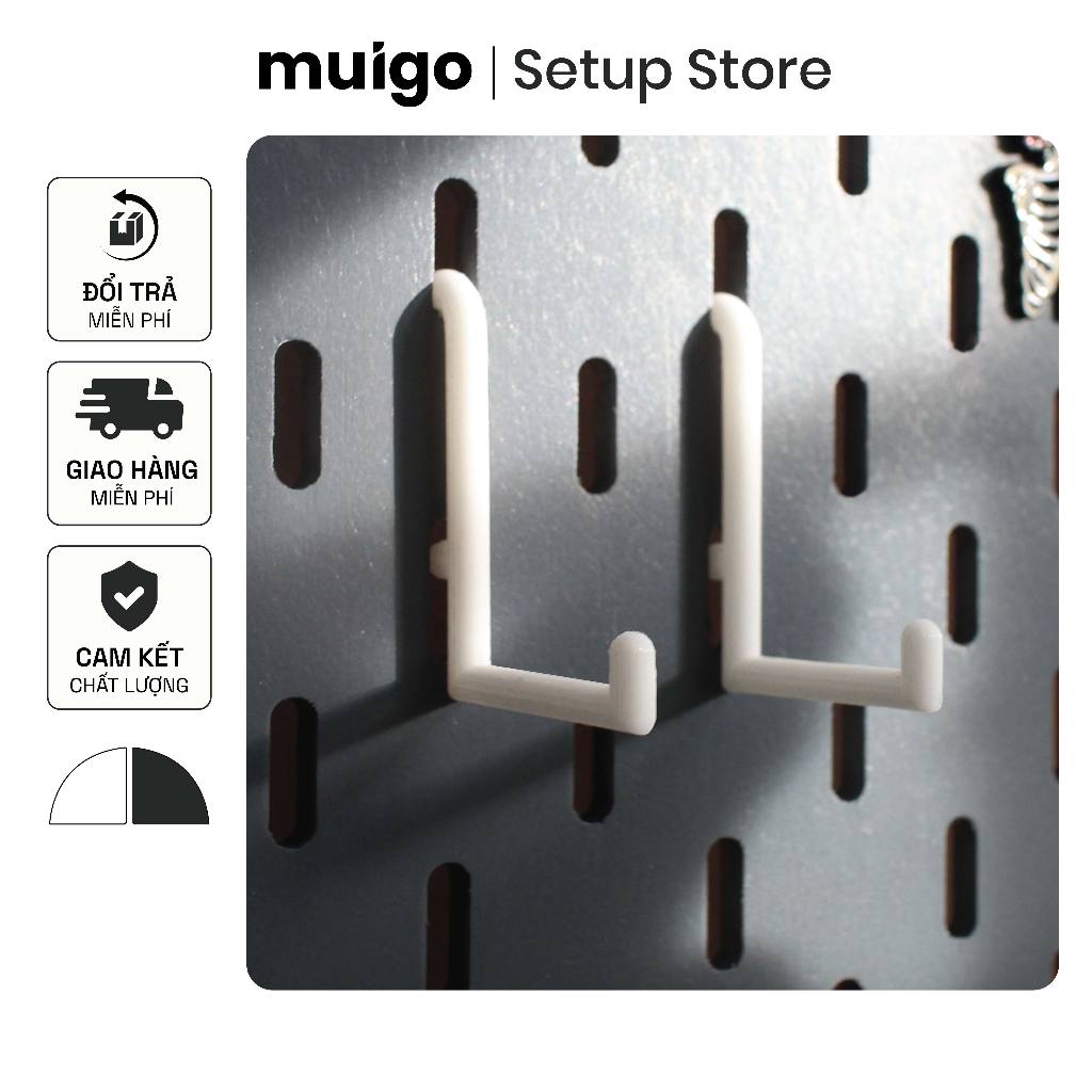 Bộ 4 móc chữ L nhỏ cho Pegboard Lỗ Dọc | Phụ Kiện Pegboard Đa Năng