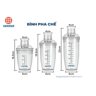 Bình lắc  pha chế cho bartender, cốc pha chế có vạch kẻ định lượng nhựa cao cấp