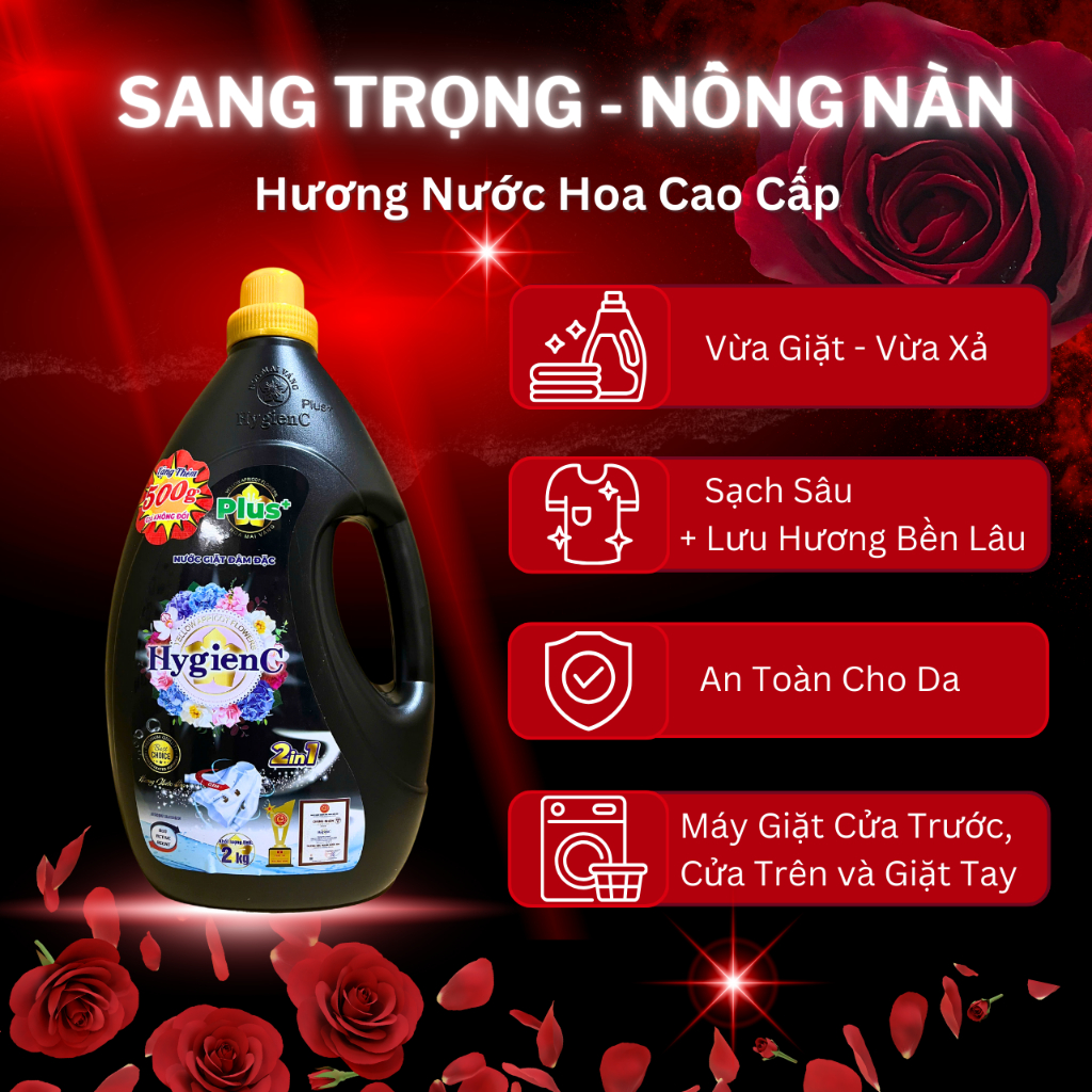 Ảnh Combo 2 Can Nước Giặt Xả Đậm Đặc HygienC Plus 2,5Kg/Can Hương Nước Hoa Làm Sạch Vết Bẩn 4