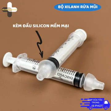 Dụng Cụ rửa Mũi Cho Bé - Xilanh Rửa Mũi Có Gắn Núm Silicon Mềm Hỗ Trợ Rửa Mũi