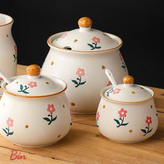 Hũ dựng mỡ gia vị hoạ tiết hoa mai trên cả sự xinh đẹp