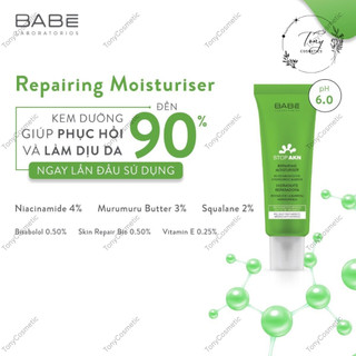 Kem Dưỡng Babe Cho Da Dầu Mụn Stop AKN Mattifying Moisturiser Và Kem Phục Hồi Da Babe Stop AKN Repairing Moisturiser