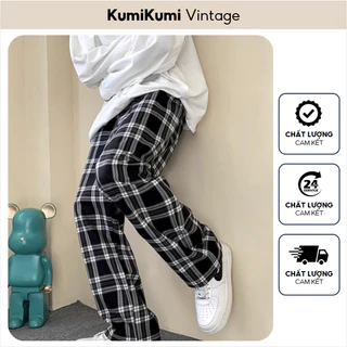 Quần kẻ caro ống suông rộng Mùa Hè -HÀNG MAY KỸ-CHẤT ĐẸP- Quần dài karo mặc nhà unisex hottrend 2025