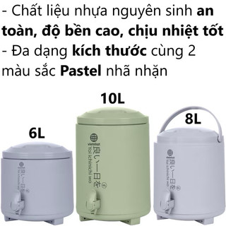 BÌNH GIỮ NHIỆT NÓNG LẠNH 6L/8L/10L NHỰA VIỆT NHẬT PLASTIC CÓ VÒI 3946 Cam Homeware