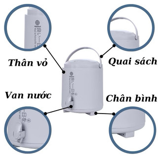BÌNH GIỮ NHIỆT NÓNG LẠNH 6L/8L/10L NHỰA VIỆT NHẬT PLASTIC CÓ VÒI 3946 Cam Homeware