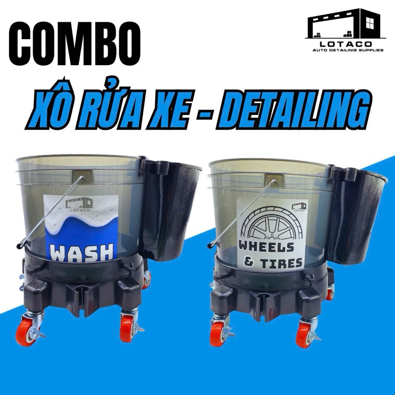Combo xô rửa xe cho trung tâm chăm sóc xe, detailing LOTACO ( lưới chặn ...