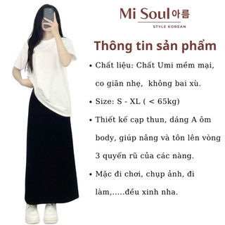 Chân Váy A Dáng Dài Cạp Thun Chất Umi Mềm Mại BigSize, Váy A Dáng Dài Tôn Dáng Misoul 409