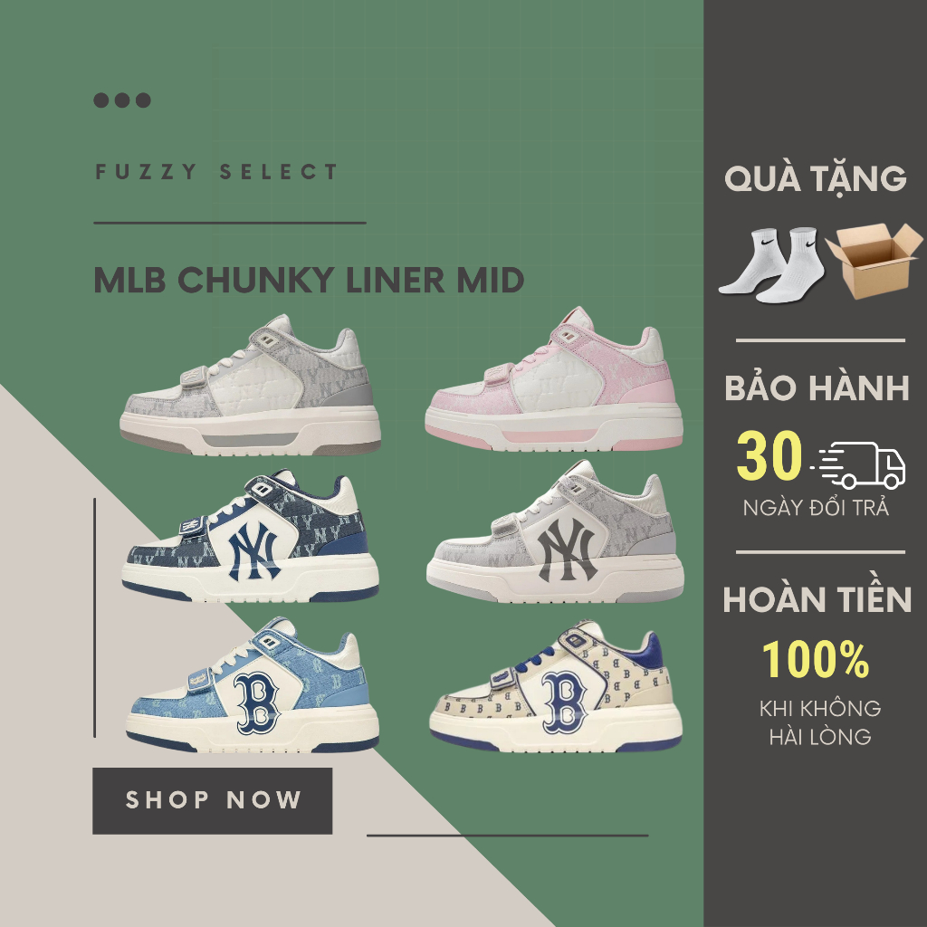 Giày MLB Chunky Liner Mid Monogram NY Full Box