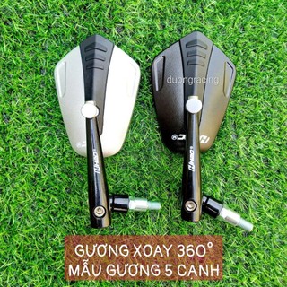 Gương xe máy kính chiếu hậu xoay 306 độ đạt chuẩn giao thông H2c- Mẫu 5 cạnh phối màu - caoduongracing phụ tùng xe máy
