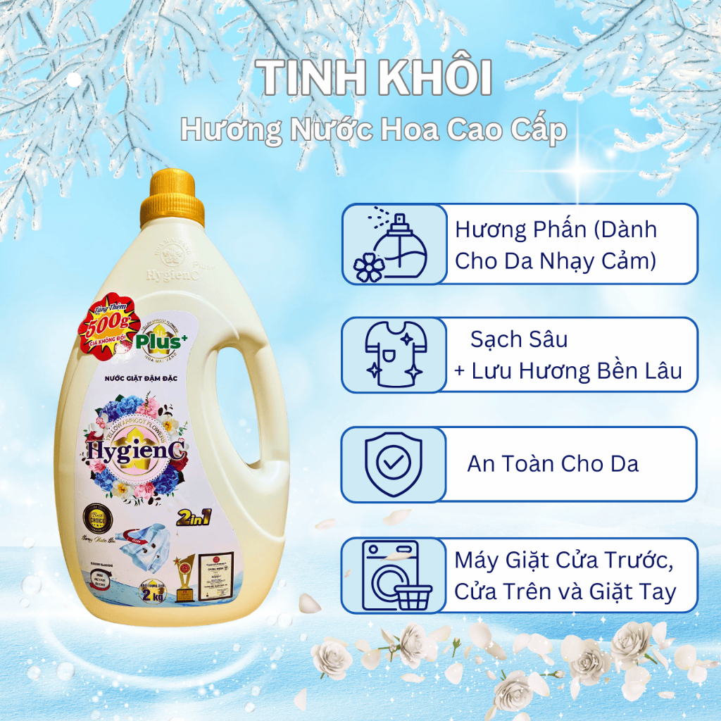 Ảnh Can Nước Giặt Xả HygienC Plus 2,5Kg/Can Đậm Đặc Hương Nước Hoa 4