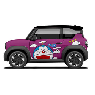 Tem 2 bên Sườn Xe Ô tô VF3 DOREMON, Team Decal Oto DORAEMON xanh