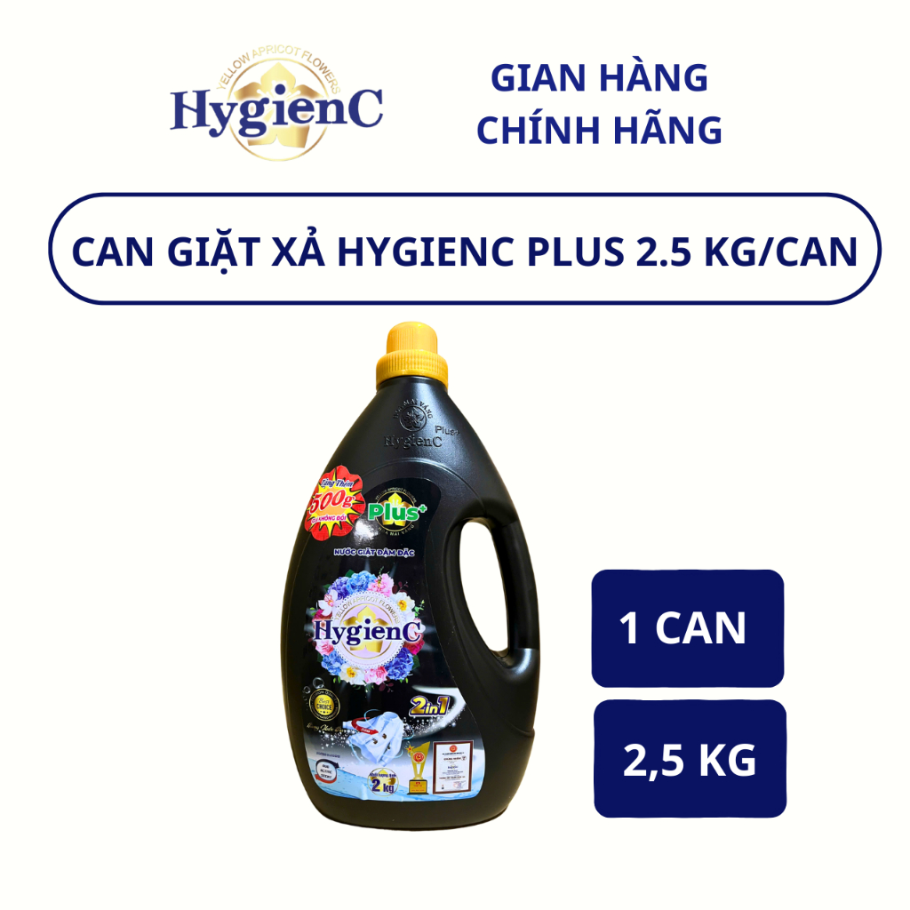 Ảnh Can Nước Giặt Xả HygienC Plus 2,5Kg/Can Đậm Đặc Hương Nước Hoa 2
