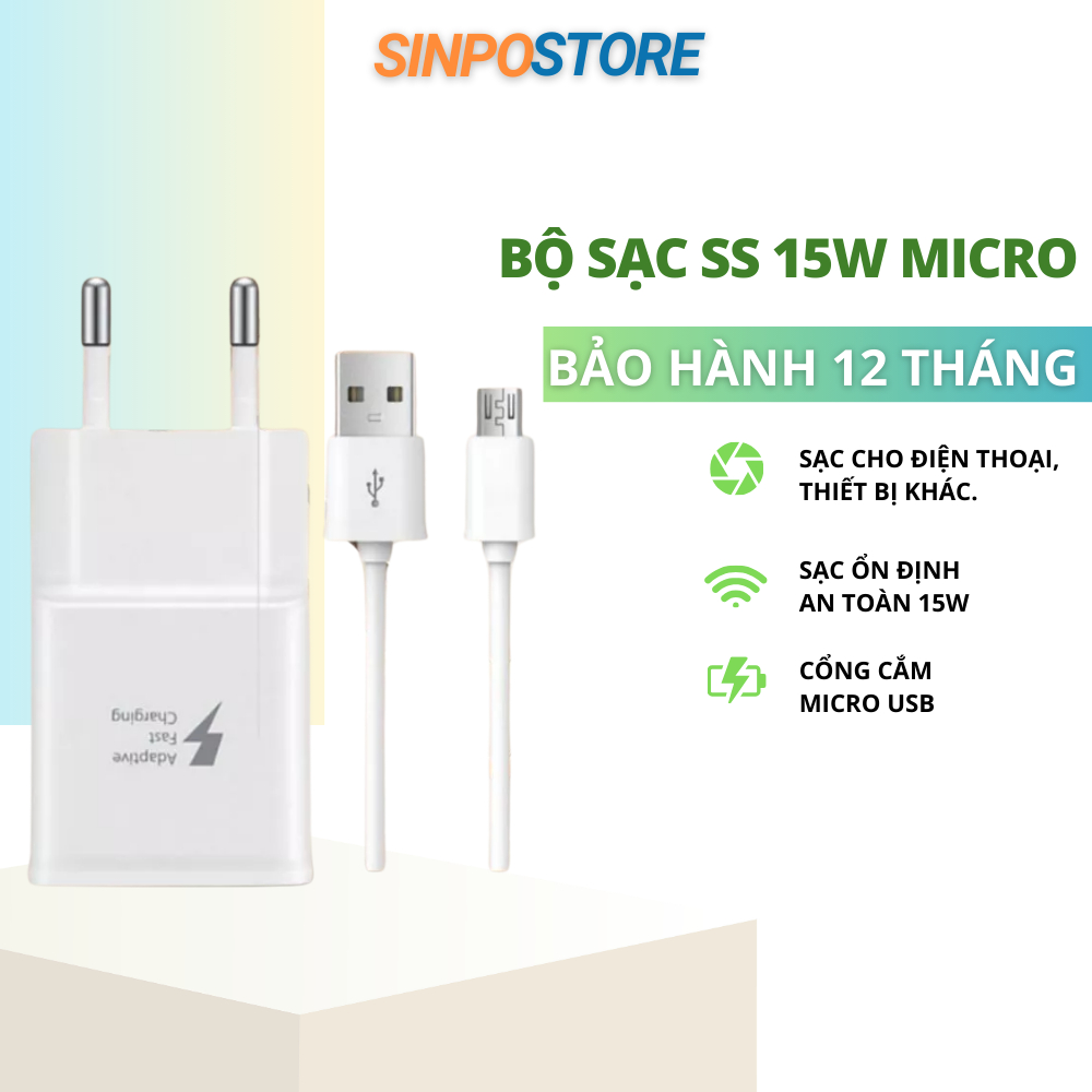 Bộ Sạc SS 15W Micro USB Củ Sạc và Dây Cáp Sạc Cho Điện Thoại/Sạc Dự ...