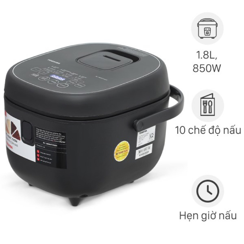 Nồi cơm điện tử Toshiba 1.8 l&iacute;t RC-18DR4TVN(H) - X&aacute;m đậm | Shopee Việt Nam