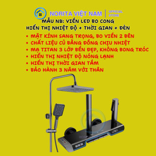 Cây sen tắm đứng cao cấp Norita N8 có hiển thị nhiệt độ và thời gian tắm viền full led chất liệu củ đồng BH 3 năm