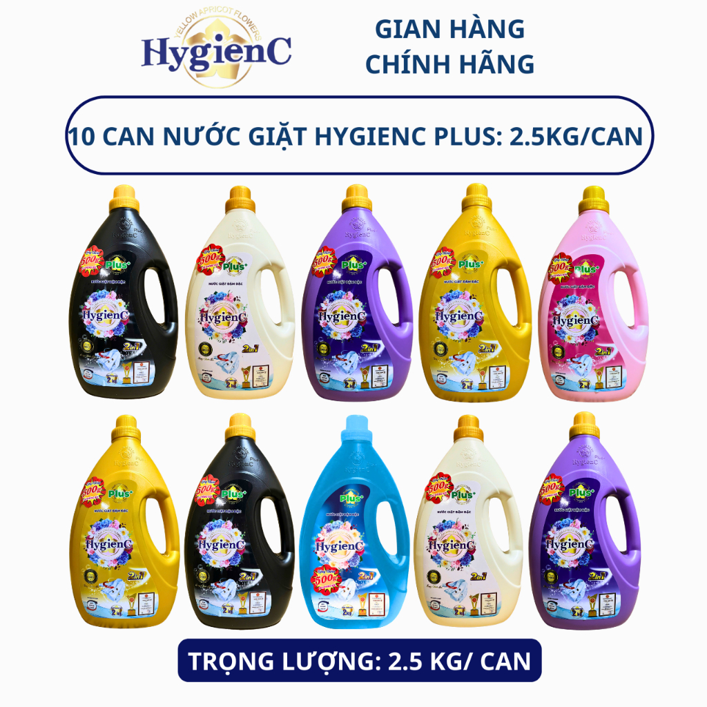 Ảnh Thùng 10 Can Nước Giặt Đậm Đặc HygienC Plus 2.5Kg/Can Hương Nước Hoa 2