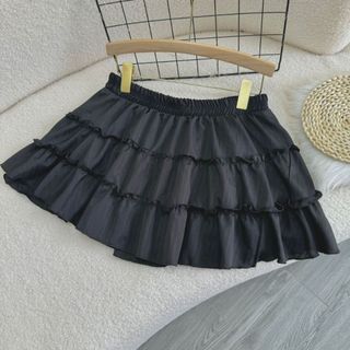 Set Bigsize Nữ bộ áo kiểu tay ngắn cổ tim thiết kế viền gắn nơ phối chân váy bèo tầng tôn dáng có quần bảo hộ - SET977