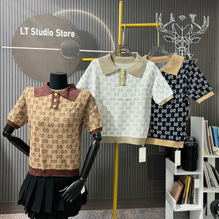 Áo len nữ cổ đức gc siêu sang cộc tay cổ bẻ, len dệt kim mặc được bốn mùa free size mã 912