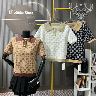 Áo len nữ cổ đức gc siêu sang cộc tay cổ bẻ, len dệt kim mặc được bốn mùa free size mã 912