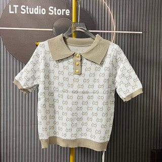Áo len nữ cổ đức gc siêu sang cộc tay cổ bẻ, len dệt kim mặc được bốn mùa free size mã 912
