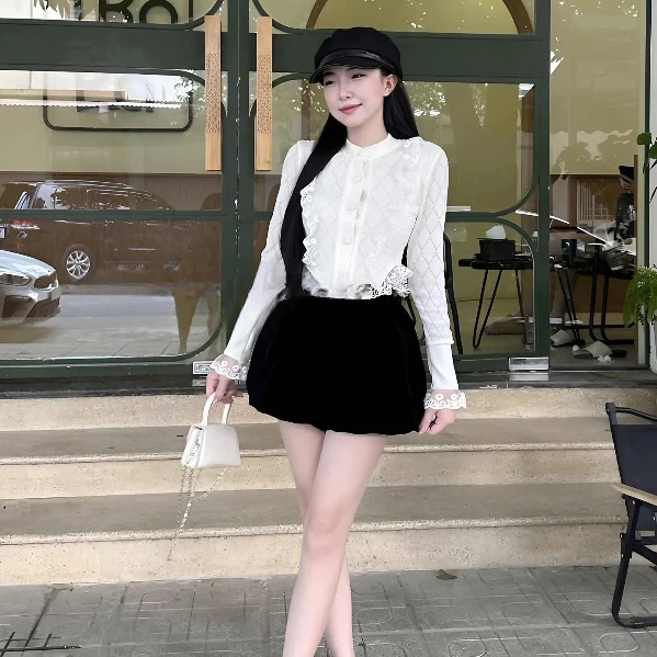 Chân Váy Nhung Dáng Bí Phồng 2 Lớp Có Quần Trong Hack Dáng T779G