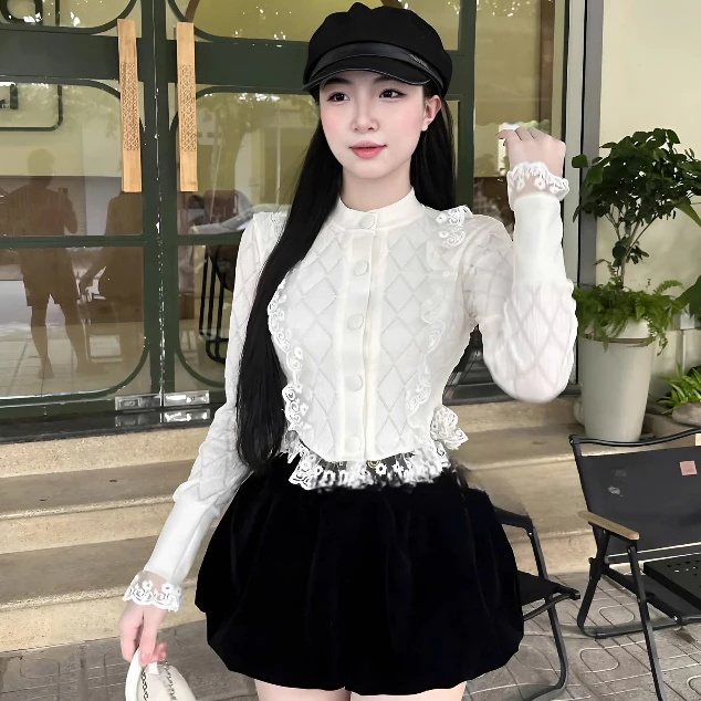 Chân Váy Nhung Dáng Bí Phồng 2 Lớp Có Quần Trong Hack Dáng T779G
