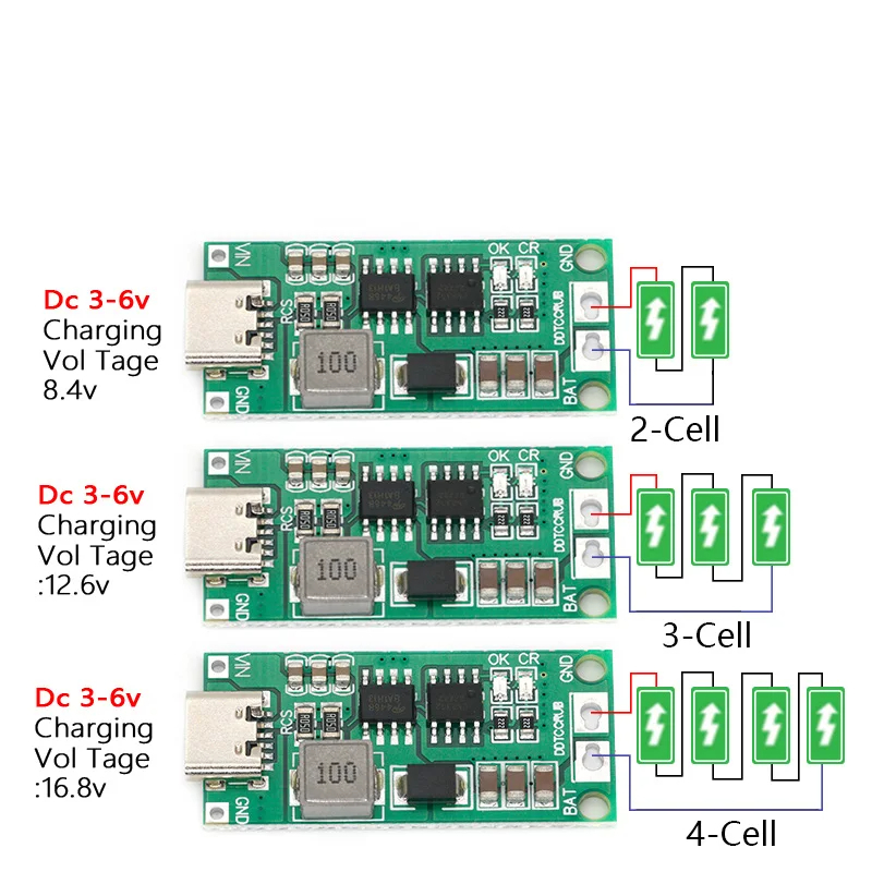 Bộ Sạc Pin Li-Ion Từ 2S 3S 4S Type-C Sang 8.4V 12.6V 16.8V 18650 ...